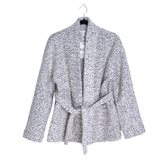 MANGO NWT Belted Wool Blend Justin Jacket Grey Long Sleeve Unlined Women's XS - Picture 1 of 11